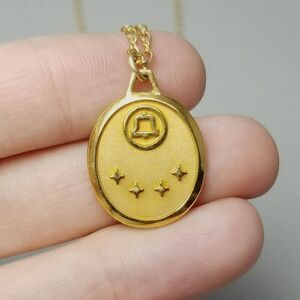 Vintage Bell Telephone Pendant Charm Necklace LGB Signed 1/5 10k Gold Filled